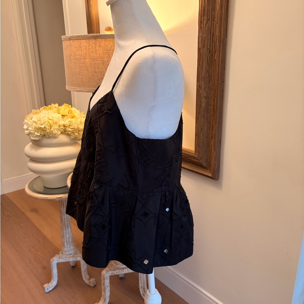Tibi Black Camisole with Geometric Lace - Picture 3 of 9